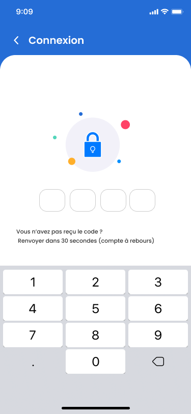 Écran de sécurisation - Saisissez votre code OTP pour valider l'envoi
