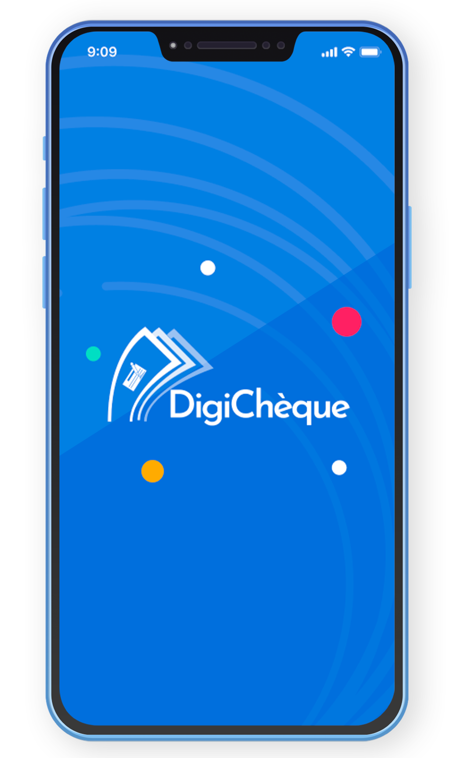 Application DigiChèque - Écran d'accueil avec logo